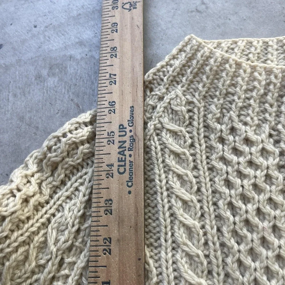 Vintage Heron Garment Aran Irish Cardigan Sweater Wool Fisherman Cable Knit M/L - Picture 4 of 7